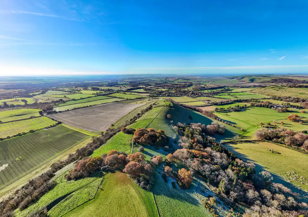 Aerial view of the countryside around Swindon covered by The Drain Masters